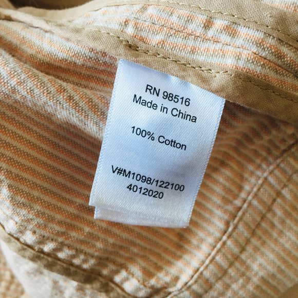 Coldwater Creek Tan/Cream Stripe Zip Up Cargo Lightweight Cotton Jacket Size 12 - Picture 6 of 6